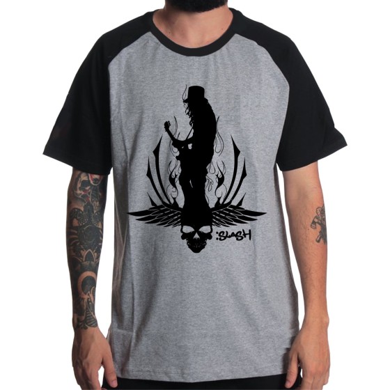 Rockwear Brasil - Camiseta Raglã Slash 2 Rockwear Preta