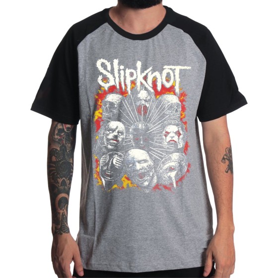 Rockwear Brasil - Camiseta Raglã Slipknot 4 Rockwear Preta