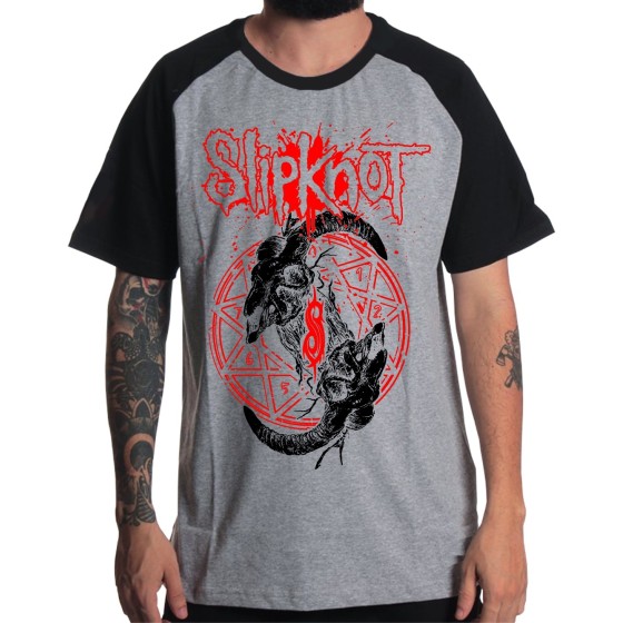 Rockwear Brasil - Camiseta Raglã Slipknot 5 Rockwear Preta