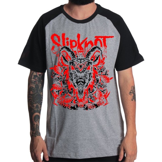 Rockwear Brasil - Camiseta Raglã Slipknot 8 Rockwear Preta