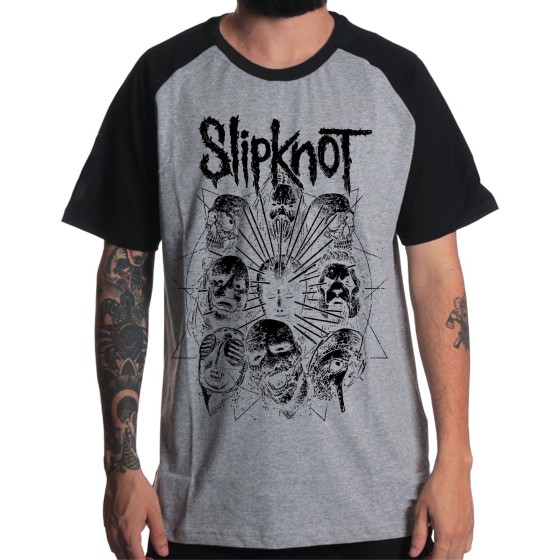 Rockwear Brasil - Camiseta Raglã Slipknot 10 Rockwear Preta