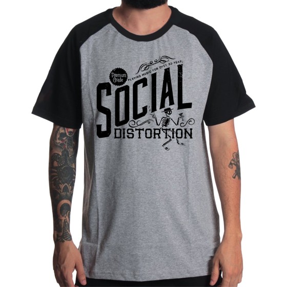 Rockwear Brasil - Camiseta Raglã Social Distortion Rockwear Preta