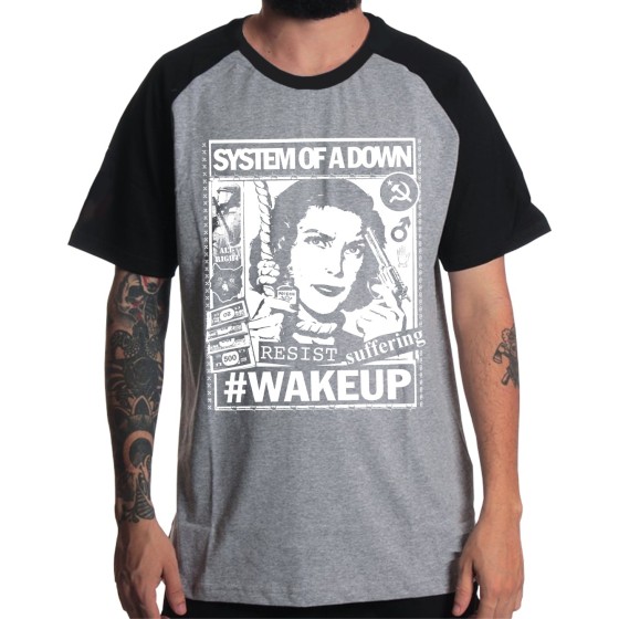 Rockwear Brasil - Camiseta Raglã System Of A Down Rockwear Preta