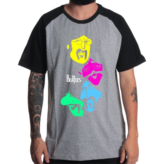 Rockwear Brasil - Camiseta Raglã The Beatles 2 Rockwear Preta