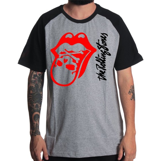 Rockwear Brasil - Camiseta Raglã The Rolling Stones Rockwear Preta