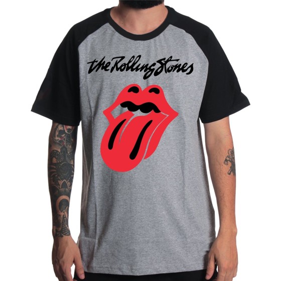 Rockwear Brasil - Camiseta Raglã The Rolling Stones 2 Rockwear Preta