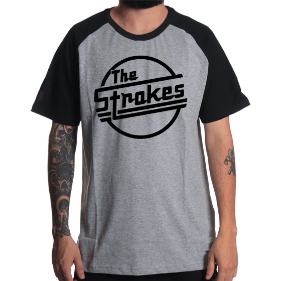 Rockwear Brasil - Camiseta Raglã The Strokes Rockwear Preta