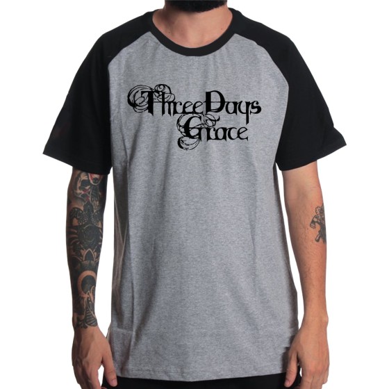 Rockwear Brasil - Camiseta Raglã Three Days Grace Rockwear Preta
