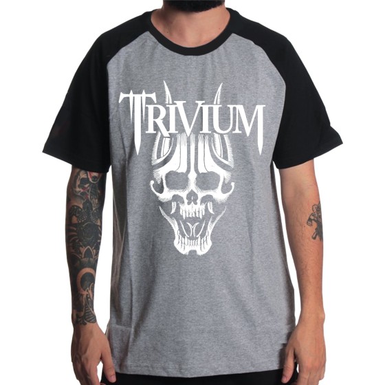 Rockwear Brasil - Camiseta Raglã Trivium 3 Rockwear Preta