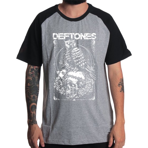 Rockwear Brasil - Camiseta Raglã Deftones 3 Rockwear Preta