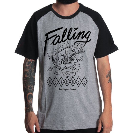 Rockwear Brasil - Camiseta Raglã Falling In Reverse 2 Rockwear Preta