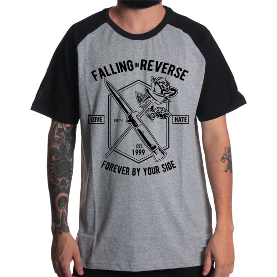 Rockwear Brasil - Camiseta Raglã Falling In Reverse 3 Rockwear Preta