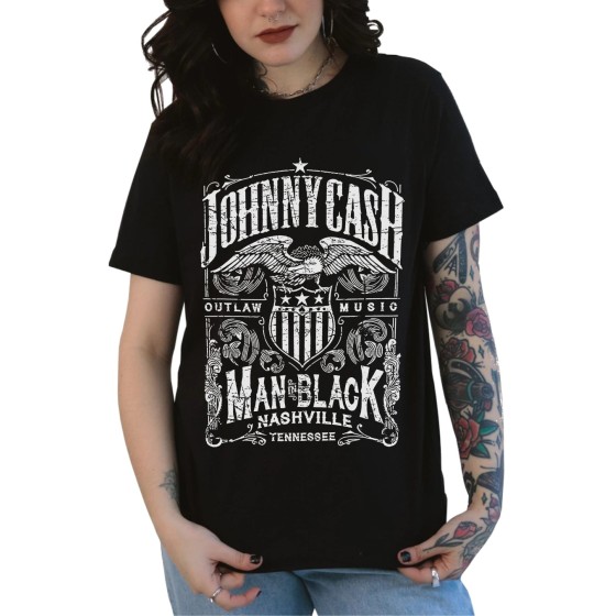 Rockwear Brasil - Baby look Johnny Cash 4 Rockwear Preta