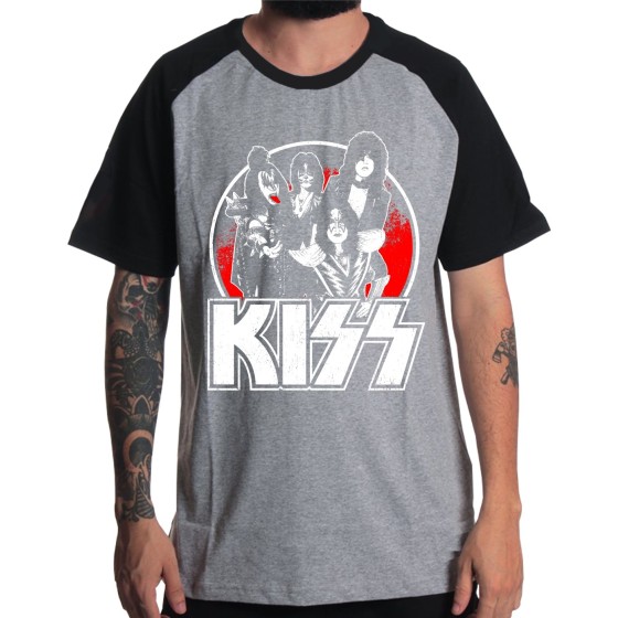 Rockwear Brasil - Camiseta Raglã KISS 4 Rockwear Preta