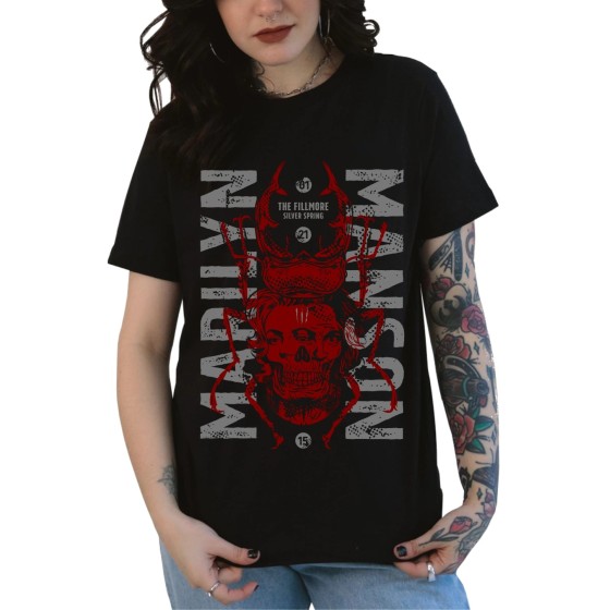 Rockwear Brasil - Baby look Marilyn Manson 3 Rockwear Preta