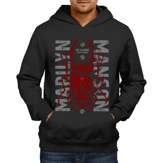 Rockwear Brasil - Moletom Marilyn Manson 3 Rockwear Preto