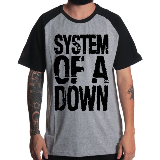 Rockwear Brasil - Camiseta Raglã System Of A Down 3 Rockwear Preta