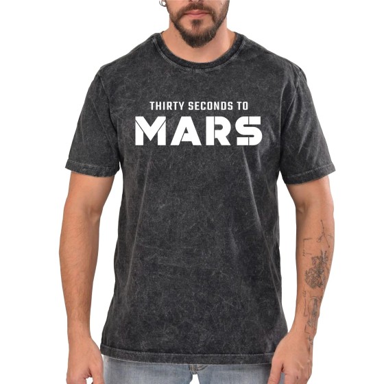 Rockwear Brasil - Camiseta Marmore 30 Seconds To Mars 1 Rockwear Preta