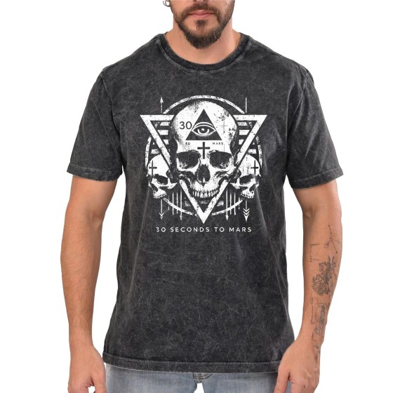 Rockwear Brasil - Camiseta Marmore 30 Seconds To Mars 2 Rockwear Preta