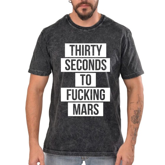Rockwear Brasil - Camiseta Marmore 30 Seconds To Mars 3 Rockwear Preta