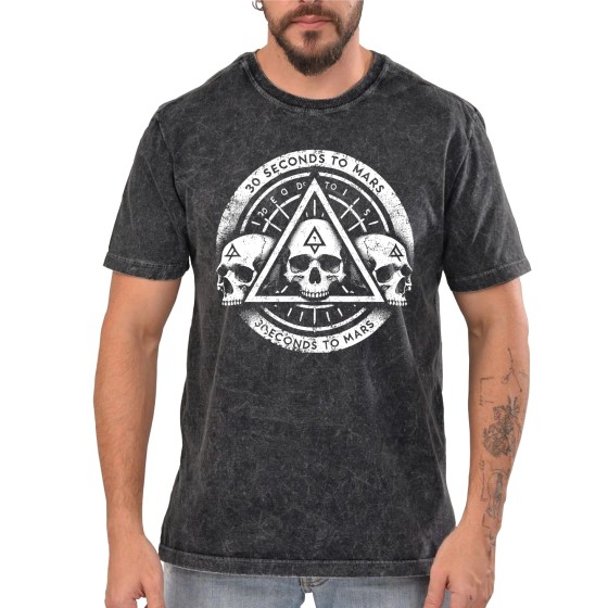 Rockwear Brasil - Camiseta Marmore 30 Seconds To Mars 4 Rockwear Preta