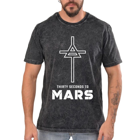 Rockwear Brasil - Camiseta Marmore 30 Seconds To Mars 5 Rockwear Preta