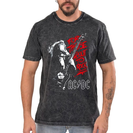 Rockwear Brasil - Camiseta Marmore Acdc 3 Rockwear Preta