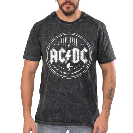 Rockwear Brasil - Camiseta Marmore Acdc 4 Rockwear Preta
