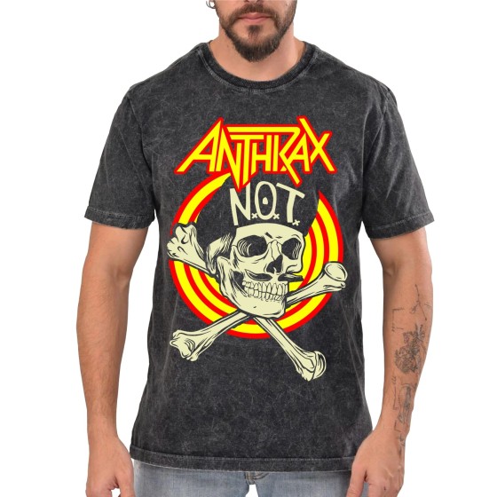 Rockwear Brasil - Camiseta Marmore Anthrax Rockwear Preta