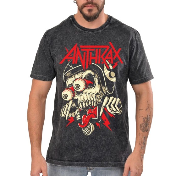 Rockwear Brasil - Camiseta Marmore Anthrax 4 Rockwear Preta