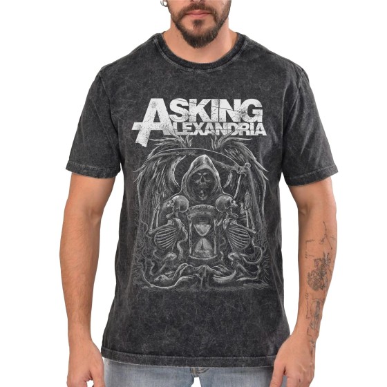 Rockwear Brasil - Camiseta Marmore Asking Alexandria 6 Rockwear Preta