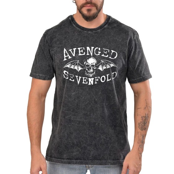 Rockwear Brasil - Camiseta Marmore Avenged Sevenfold 3 Rockwear Preta
