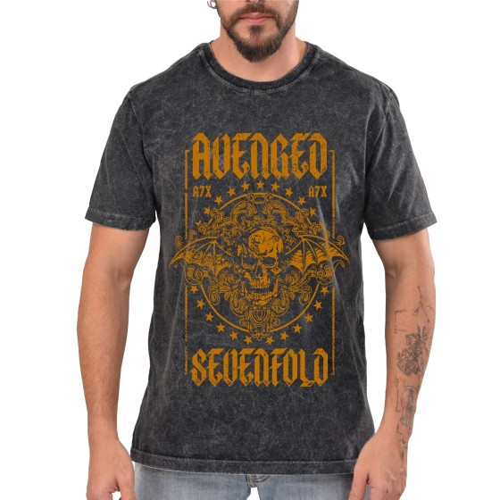 Rockwear Brasil - Camiseta Marmore Avenged Sevenfold 4 Rockwear Preta