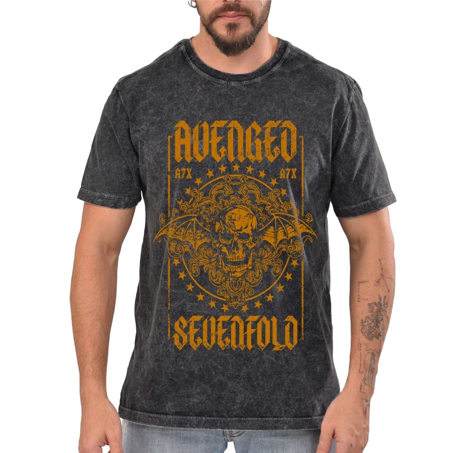 Rockwear Brasil - Camiseta Marmore Avenged Sevenfold 4 Rockwear Preta Rockwear Brasil - Camiseta Marmore Avenged Sevenfold 4 Rockwear Preta