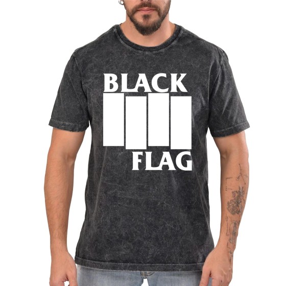 Rockwear Brasil - Camiseta Marmore Black Flag Rockwear Preta