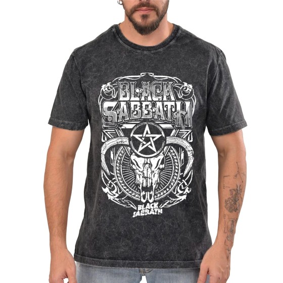 Rockwear Brasil - Camiseta Marmore Black Sabbath Rockwear Preta