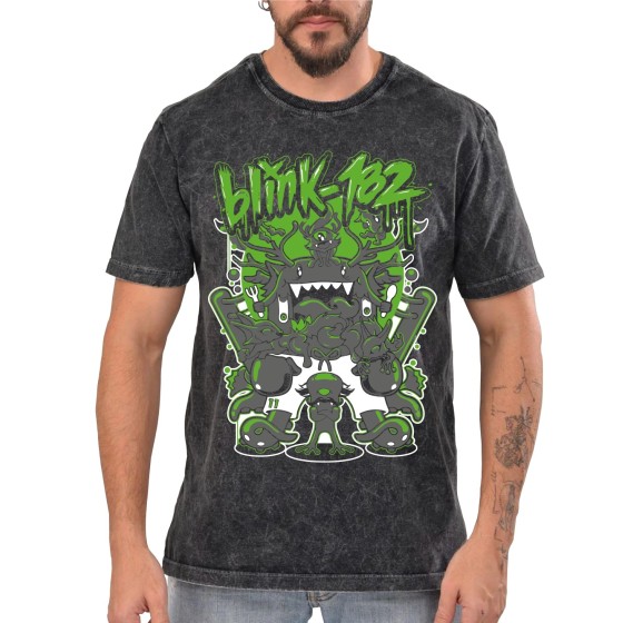 Rockwear Brasil - Camiseta Marmore Blink-182 2 Rockwear Preta