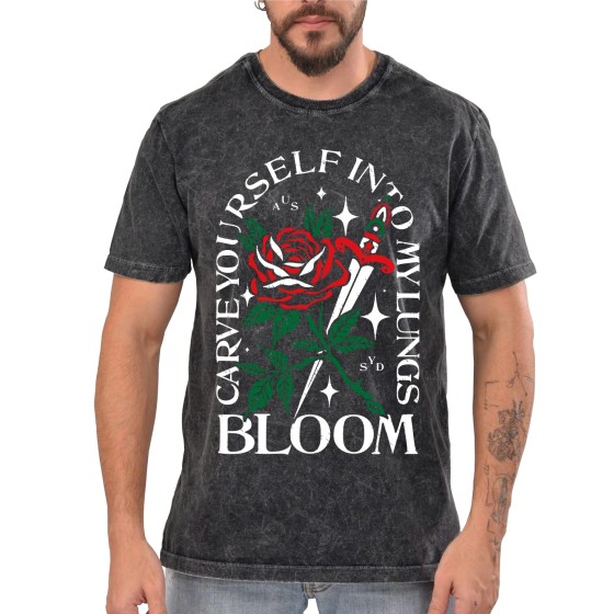 Rockwear Brasil - Camiseta Marmore Bloom Rockwear Preta