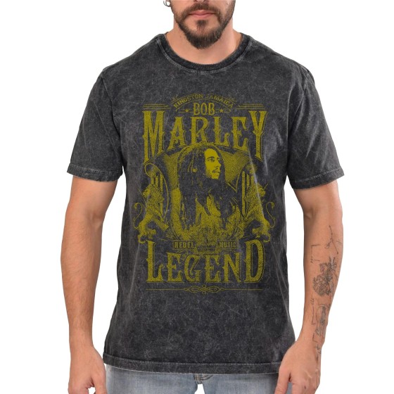 Rockwear Brasil - Camiseta Marmore Bob Marley Rockwear Preta