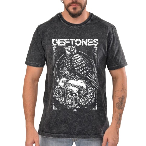 Rockwear Brasil - Camiseta Marmore Deftones 3 Rockwear Preta