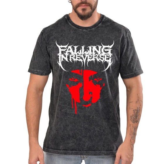 Rockwear Brasil - Camiseta Marmore Falling In Reverse 4 Rockwear Preta