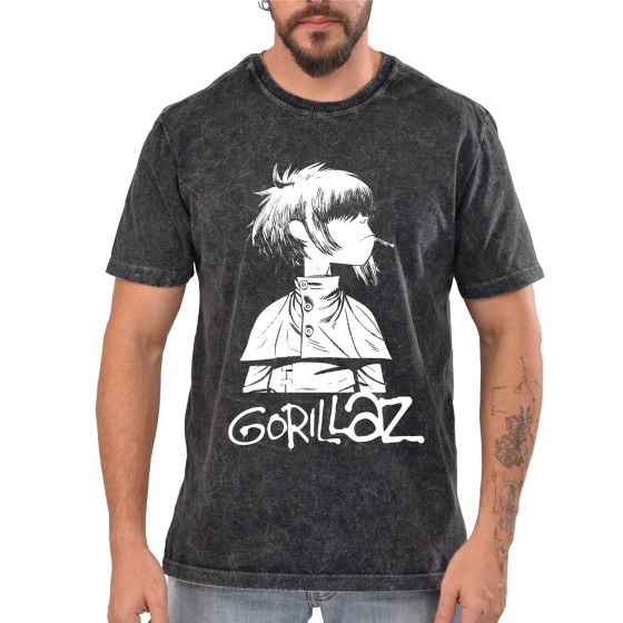 Rockwear Brasil - Camiseta Marmore Gorillaz Rockwear Preta
