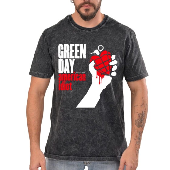 Rockwear Brasil - Camiseta Marmore Green Day Rockwear Preta