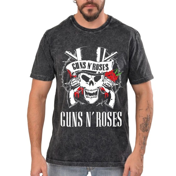 Rockwear Brasil - Camiseta Marmore Guns n' Roses Rockwear Preta