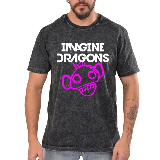 Rockwear Brasil - Camiseta Marmore Imagine Dragons 3 Rockwear Preta
