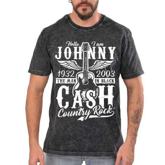 Rockwear Brasil - Camiseta Marmore Johnny Cash Rockwear Preta