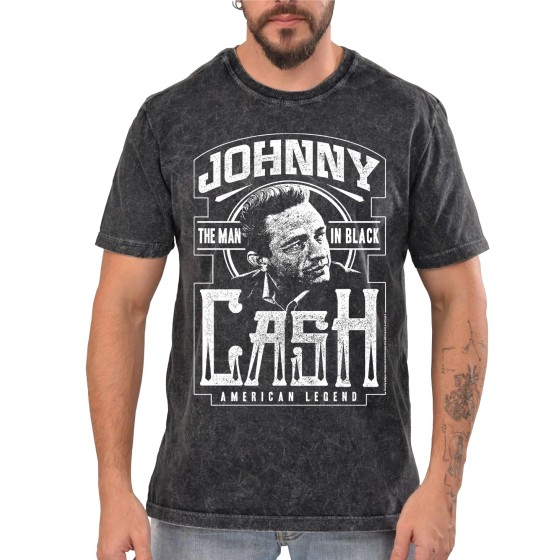 Rockwear Brasil - Camiseta Marmore Johnny Cash 2 Rockwear Preta