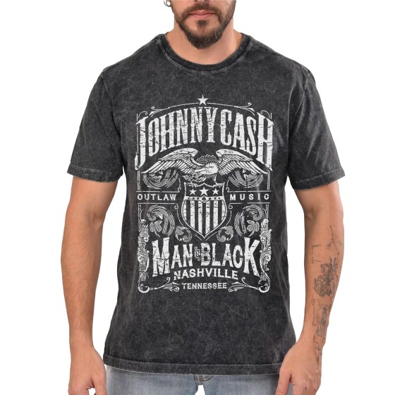 Rockwear Brasil - Camiseta Marmore Johnny Cash 4 Rockwear Preta