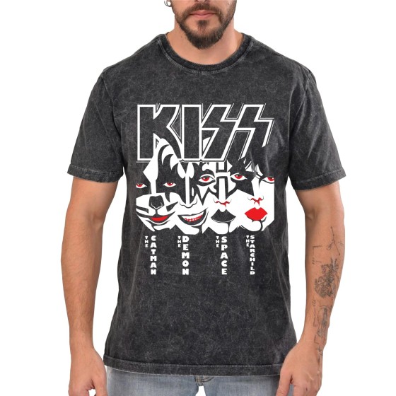 Rockwear Brasil - Camiseta Marmore KISS Rockwear Preta