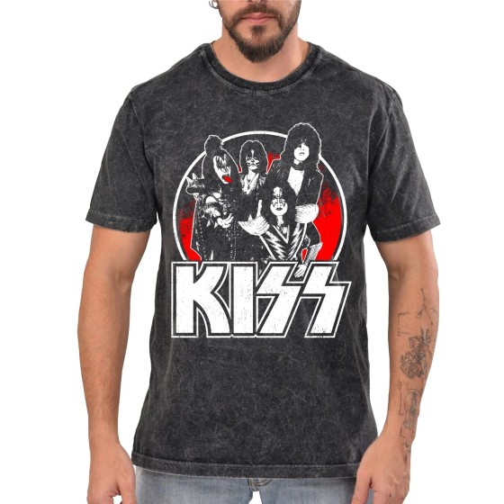 Rockwear Brasil - Camiseta Marmore KISS 4 Rockwear Preta